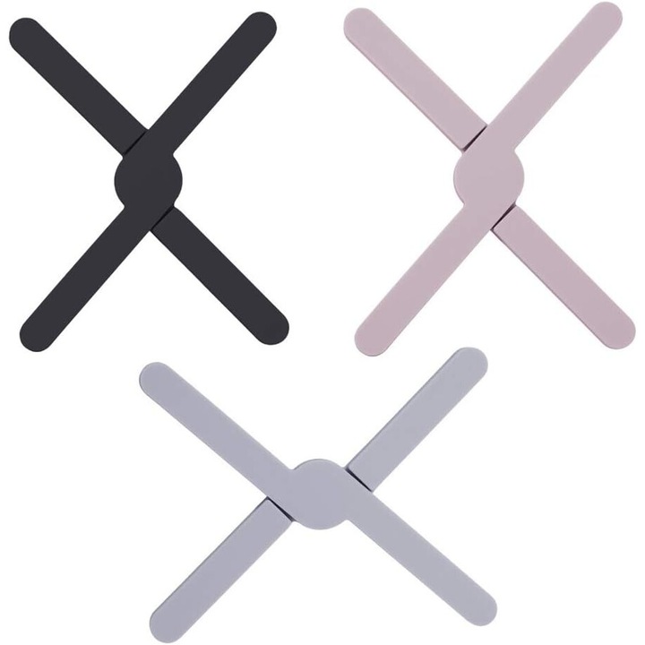 Set 3 suporturi de silicon pliabile antiderapante AMRINUGL, rezistente la caldura, usor de curatat, economisire de spatiu