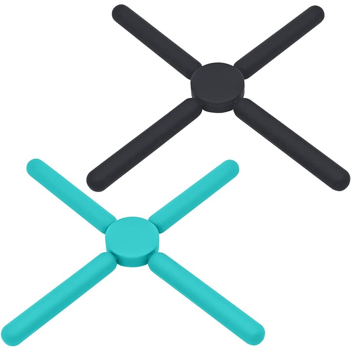 Suport antiaderent din silicon pentru tigai, 2 buc albastru/negru Enforose