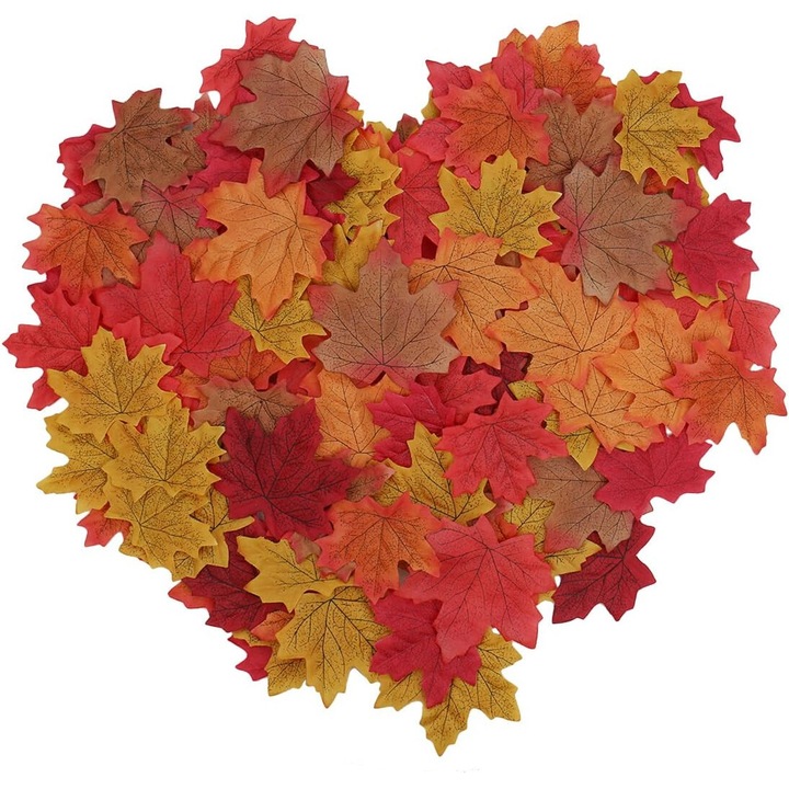 Set 150 Frunze Artificiale de Artar, BGHYHYHI, Poliester, Decor Toamna, Multicolor