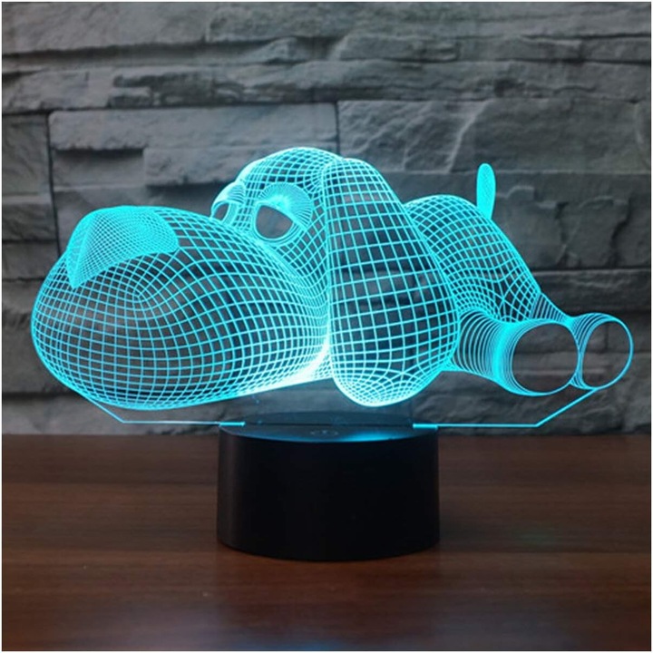 3D illúziós lámpa, LED éjszakai fény, 3D optikai illúziós lámpák, asztali és éjjeli lámpa, 7 színű érintőkapcsolóval, 150 cm-es USB kábellel, gyerek kutyás éjjeli lámpa.