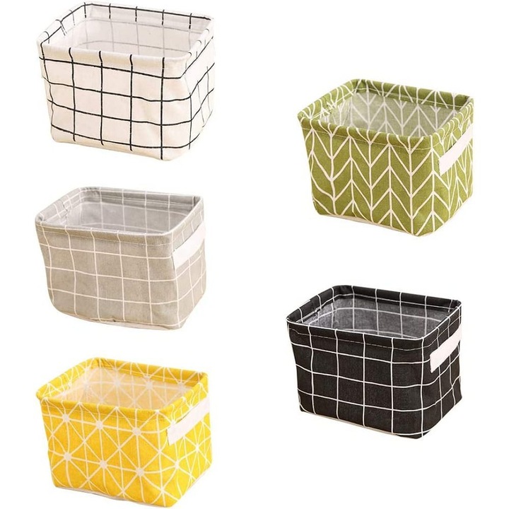 Кош за съхранение с водоустойчиво покритие, сгъваема кутия за съхранение от плат, дизайнът с капак поддържа съдържанието чисто и безопасно