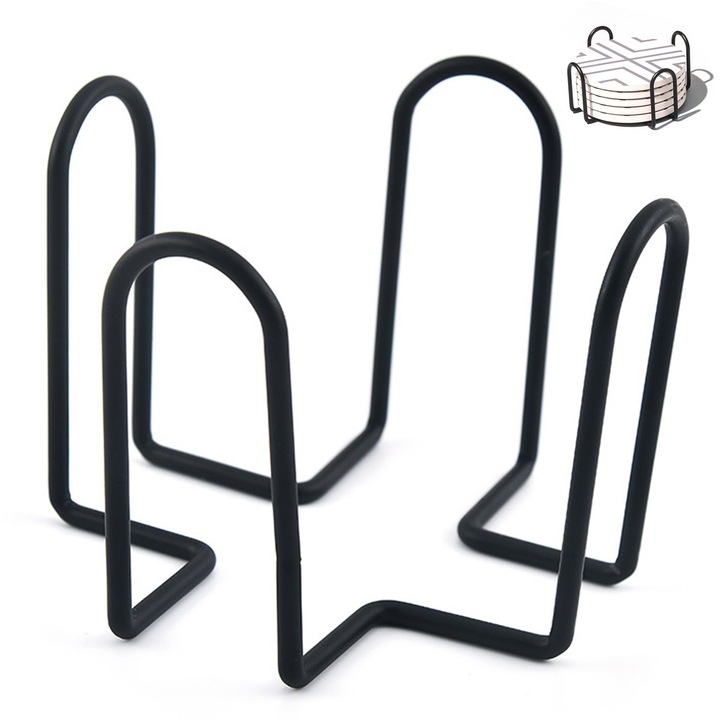 Üvegvédő tartó, vas, 10,8x8,2 cm, fekete