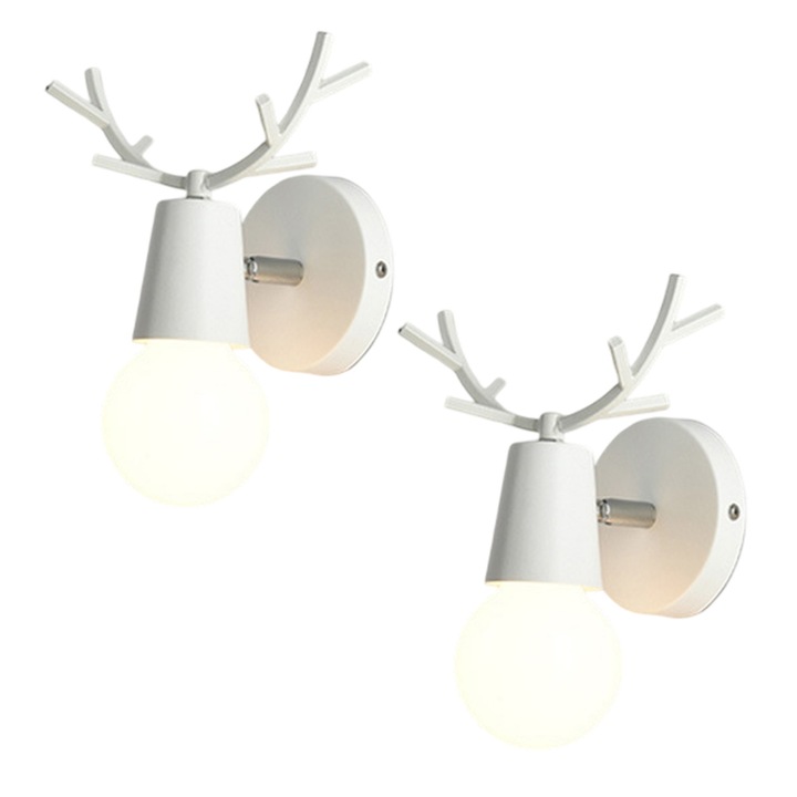 Аплик за стена с глава на елен, Enforose, скандинавски дизайн, устойчив железен материал, въртене на 360°, за спални, всекидневни, детски стаи