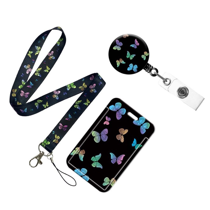 Set mulinete pentru insigna, retractabil pentru comoditate, snur cu design colorat care adauga un plus de distractie zilei tale de lucru, model in relief durabil si rezistent la decolorare, Enforose