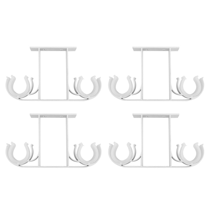 Комплект от 4 подпори за корнизи QttvbTna, алуминий, монтаж на таван или стена, матово бяло, 28 mm