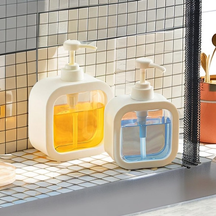 Modern szappanadagoló, Enforose, prémium műanyag design, vízálló címke, 2 darabos szett