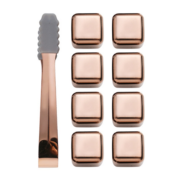 Set clesti aurii, AMRINUGL, design ergonomic, varfuri din silicon antiderapant, otel inoxidabil, 8 bucati