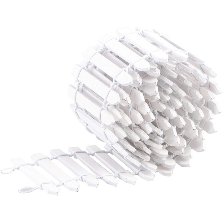 Gard in miniatura din lemn, 100x5cm, Alb, set pentru gradina de zana