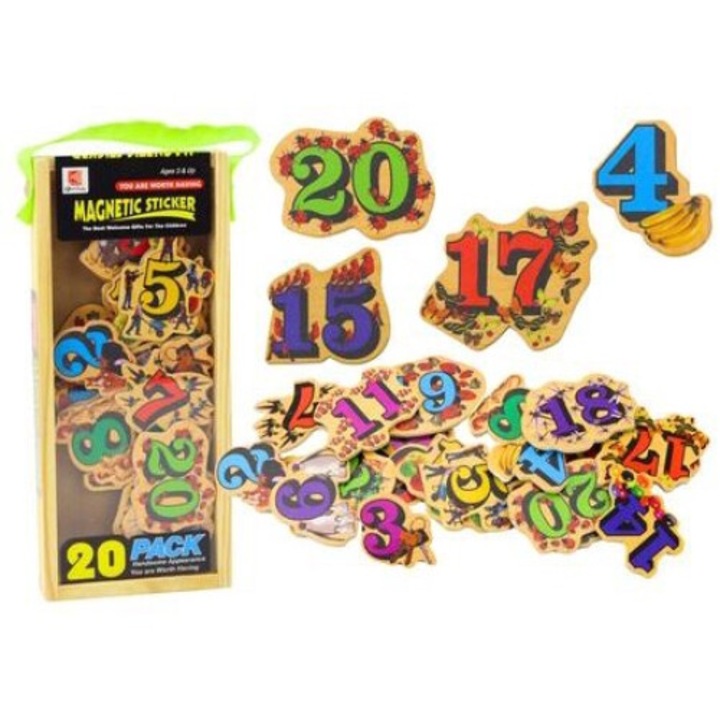 Комплект играчки leantoys, Дървени, Магнити, 20 части, Многоцветни, 28x12x3cм
