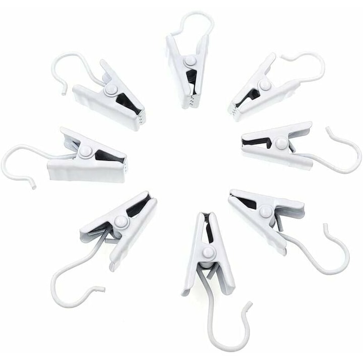 Clips metalice multifunctionale, Enforose, design rezistent, inox, set 100 bucati, alb
