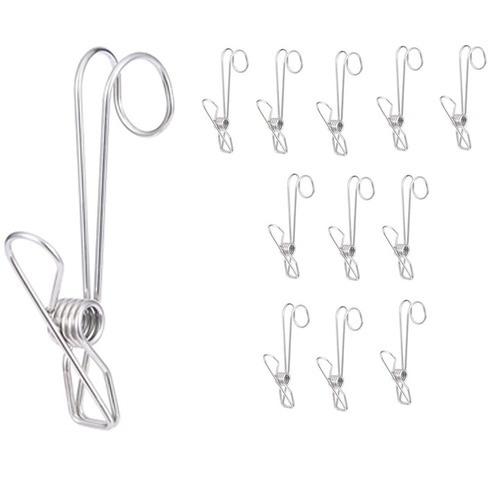 Cleme din otel inoxidabil, Enforose, set de cleme pentru rufe, rezistenta mare, utilizare multifunctionala, 0cm