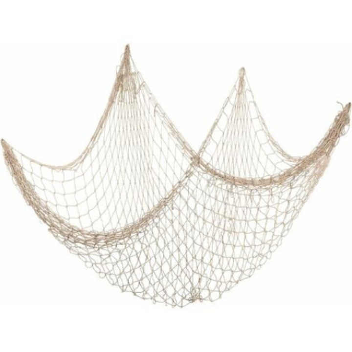 Tengeri dekoratív háló, bézs, pamut, mediterrán stílusú, 2x1,5 m