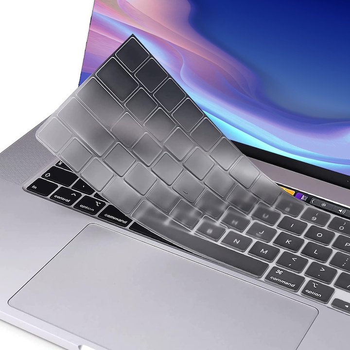 Protectie tastatura MacBook Pro 14 inch, TPU, transparenta, ultra subtire, anti-praf, set