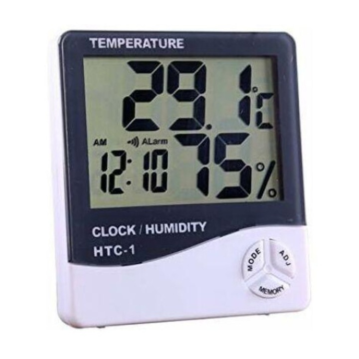 Higrometru digital, plastic, alb, 103x93x21.5mm