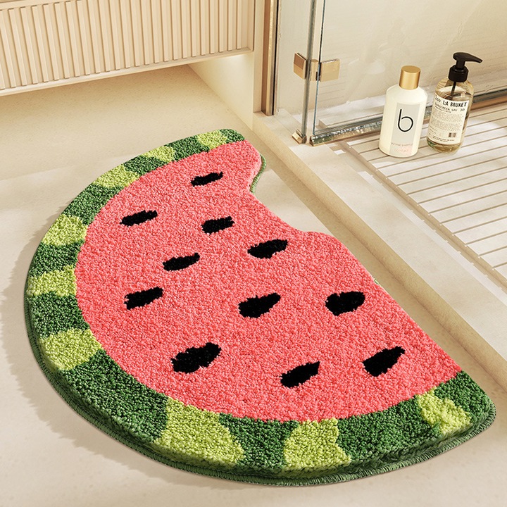 Covorase baie Enforose, covor din acril, forma de pepene, antiderapant, 100x100cm