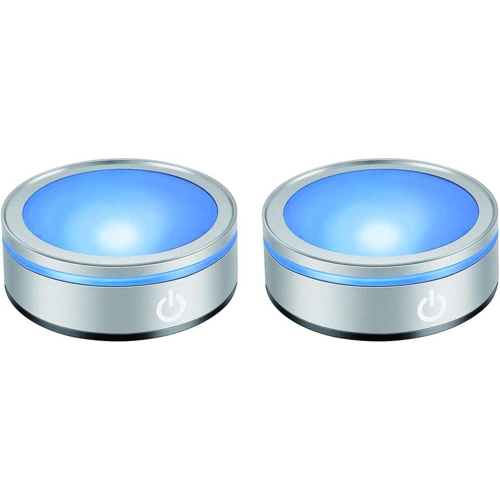 Set 2 Baze LED Multicolore pentru Cristal 3D, Comutator Tactil, 8x2.7cm