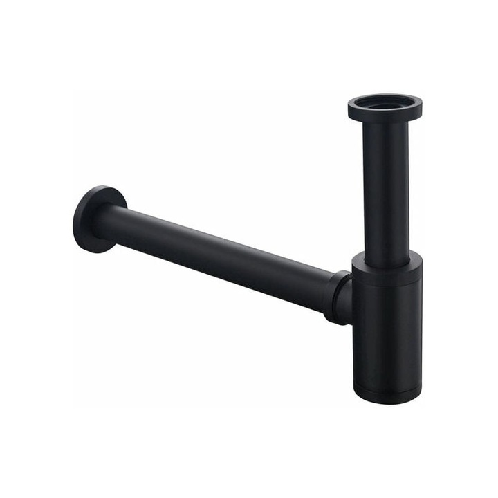 Sifon universal cu tub de extensie 200mm, 1 1/4 x 32mm, anti-odorizant, negru mat, set accesorii baterii sanitare