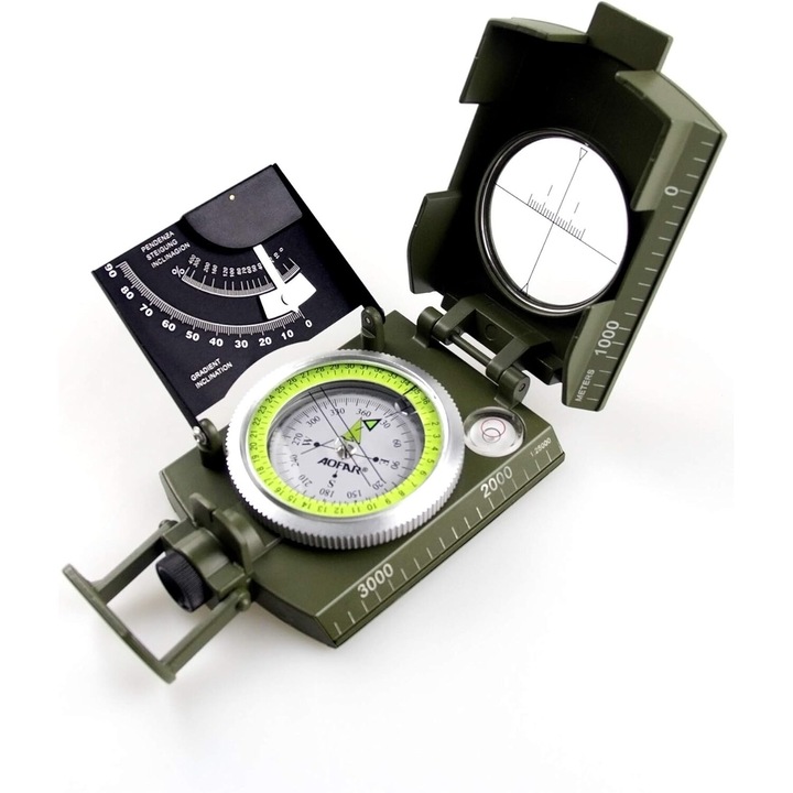 Hordozható túlélőiránytű, AMRINUGL, fluoreszkáló számlappal, kompakt kialakítás, 360°