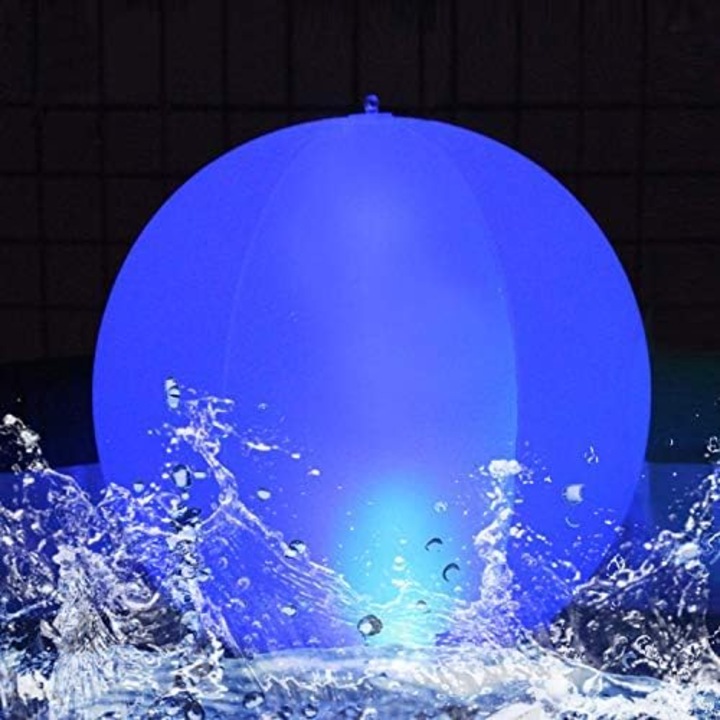 Плаваща LED лампа, 14 инча, водоустойчива, автоматична смяна на цвета, зелено, червено, синьо, бяло