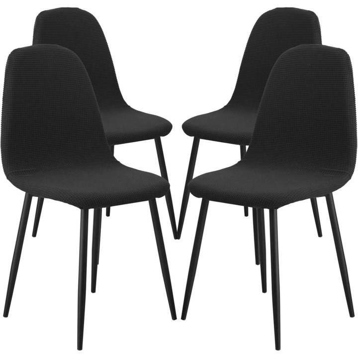 Jormftte székhuzat, jacquard elasztikus, vízálló, fekete, 4 darabos szett