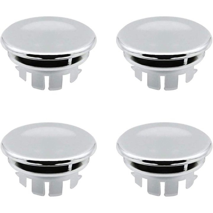 Комплект от 4 тапи за мивка, премиум пластмаса, 35 x 12,5 мм, сребристо