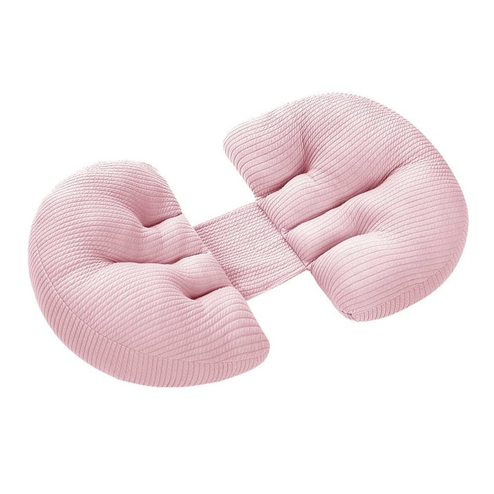 Perna de maternitate pentru dormit, suport de sarcina in forma de U pentru femeile insarcinate, compacta si usoara pentru portabilitate, suport versatil pentru spate, picioare, burta, solduri (roz)