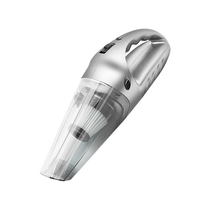 Vezeték nélküli autóporszívó, több fejjel, HEPA szűrővel, ezüsttel, USB töltéssel