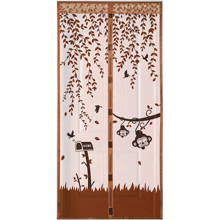 Mágneses ajtófüggöny, 90x210cm, rovarok elleni háló, Barna