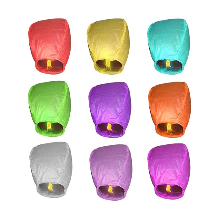 Set 9 felinare chinezesti, Enforose, biodegradabile, sigure, pentru evenimente festive