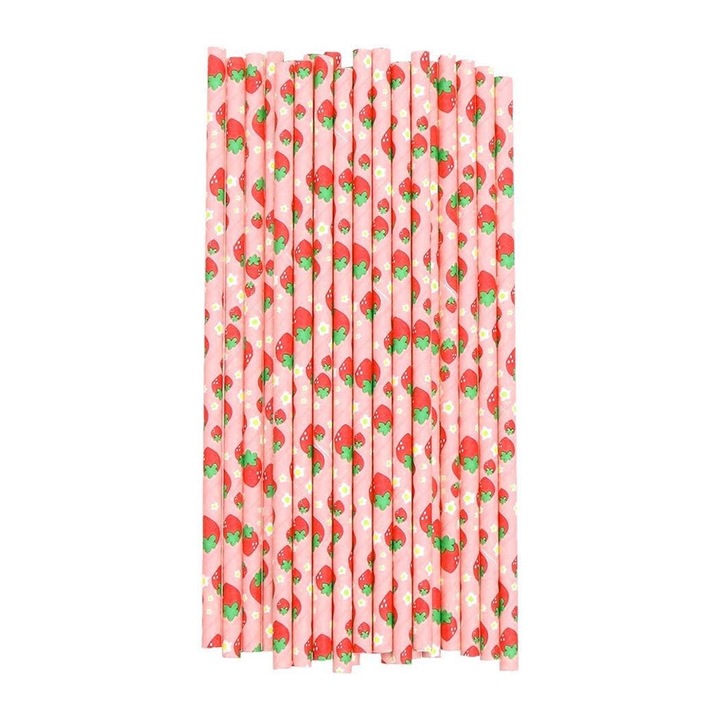 Комплект от 25 биоразградими хартиени сламки, Enforose, за партита, екологични, 197x6 мм