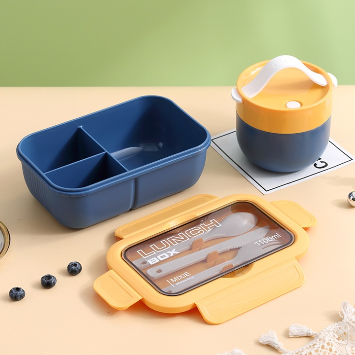 Кутия за храна, AMRINUGL, от неръждаема стомана, термичен и преносим дизайн, многоцветна, компактна