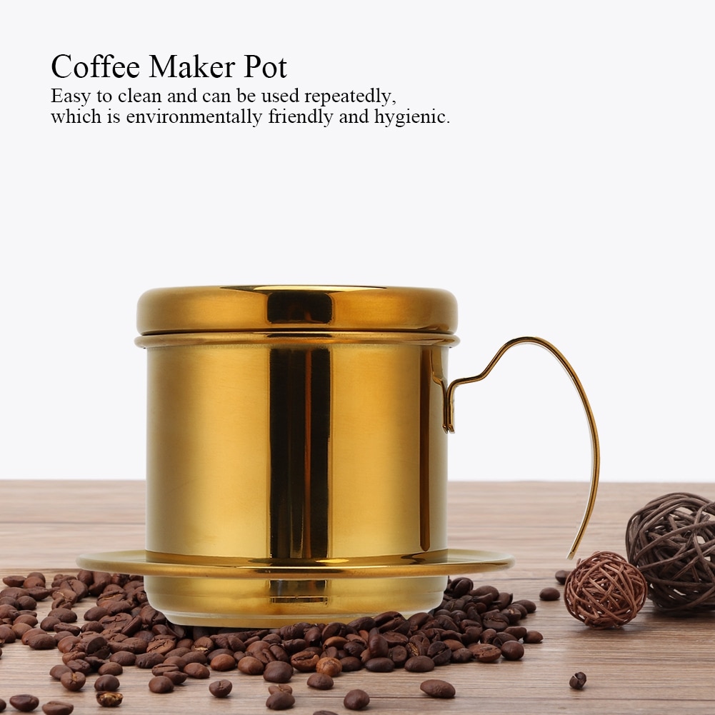 Aparat de cafea elegant, ceasca portabila pentru prepararea din mers, filtru de inalta densitate asigura filtrarea optima a pudrei de cafea, otel inoxidabil construit pentru durabilitate si stil