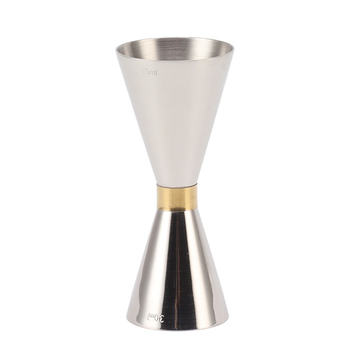 Коктейл Jigger, Longziming, Неръждаема стомана, Дизайн с двойна глава, 81 g, Сребро