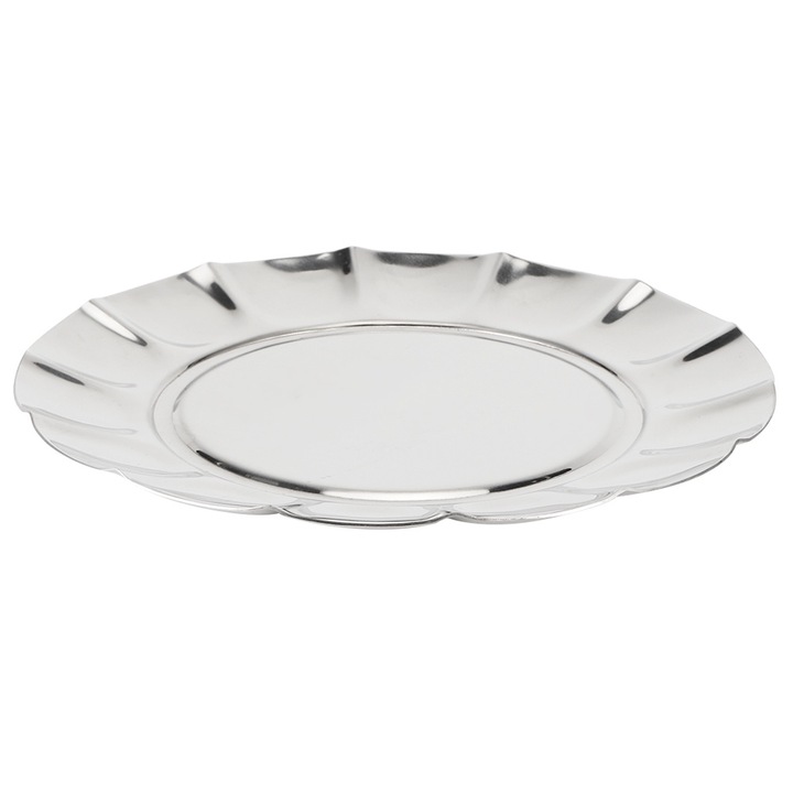 Kerek rozsdamentes acél tányér, Jormftte, 20 cm, többcélú felhasználás, korrózióálló, könnyen tisztítható