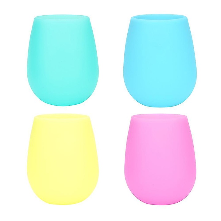 Törhetetlen szilikon borospoharak, újrafelhasználható, hő- és fagyálló edények, mosogatógépben mosható, beltéri és kültéri használatra, 4 darabos készlet, többszínű, Enforose