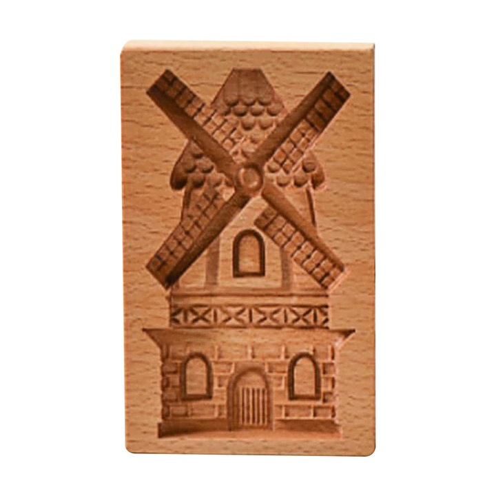 Forma prajituri, Cozevdnt, model conuri de brad si trandafiri, lemn de fag, 10x10cm