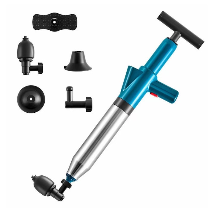 Desfundator toaleta cu presiune inalta, capete multiple, ABS / inox, multifunctional