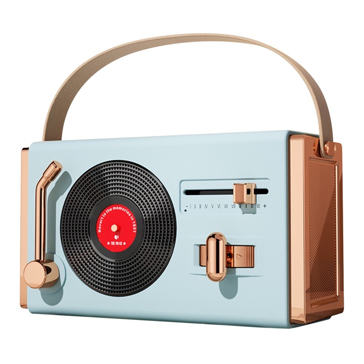 Radio portabil retro, albastru, 110x50x70mm
