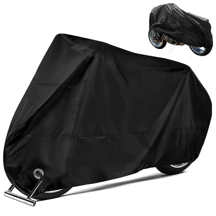 Husa motocicleta, Enforose, 210D Oxford, protectie impotriva intemperiilor, neagra, dimensiuni universale, include sac de depozitare