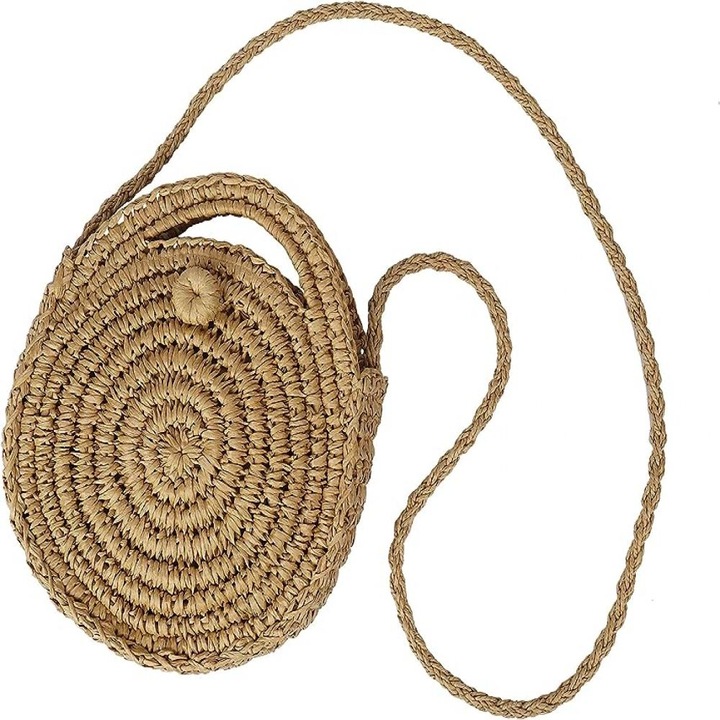 Чанта за рамо KkvoGmle, кръгъл дизайн, голям капацитет, 22x4x4 см, бежов, полиестерен памук