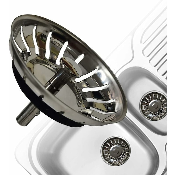 Sita din otel inoxidabil, dop de gunoi pentru chiuveta cu design in cos adanc pentru potrivire universala la chiuveta de bucatarie, dop de scurgere cu filtru pentru prevenirea infundarii