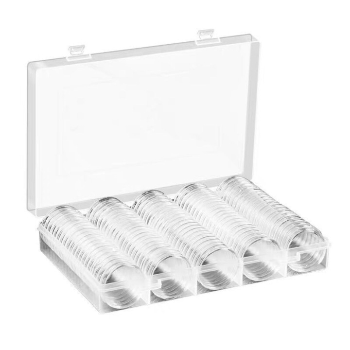 Cutie depozitare pentru monede, AMRINUGL, 168 capsule, plastic transparent