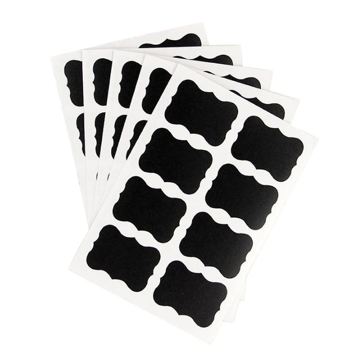 Комплект от 40 етикета за буркани, QttvbTna, водоустойчиви, черни, 3.5x5cm, 15x10cm