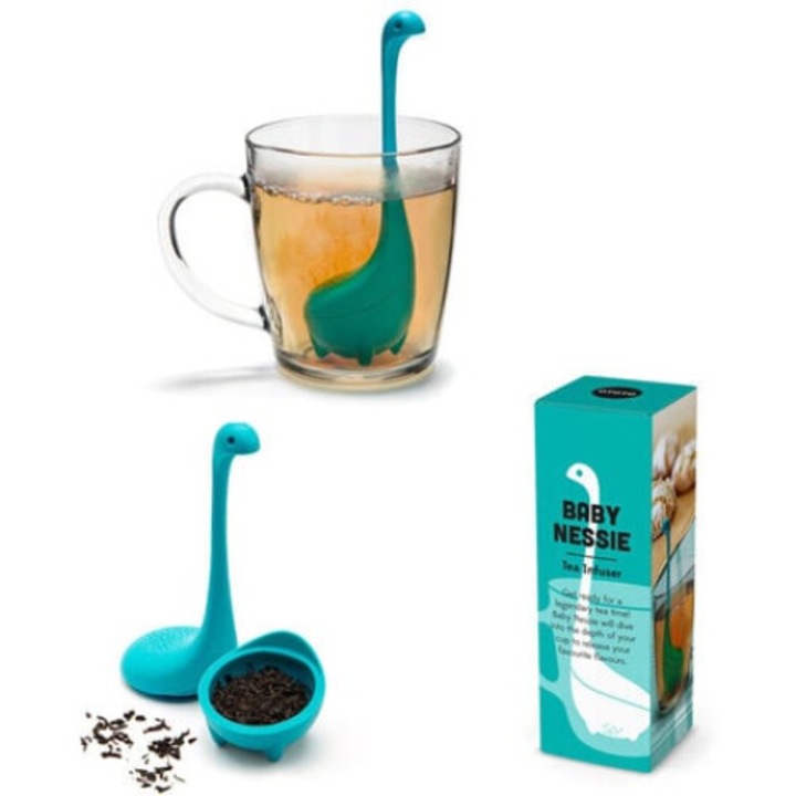 Инфузер за чай, силикон, тюркоаз, 5,51x1,77x1,77 инча