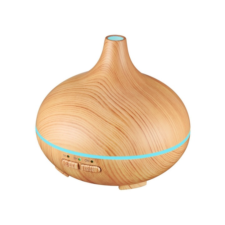 Umidificator ultrasonic AMRINUGL, design lemn, functionare silentioasa, lumini LED colorate, capacitate mare