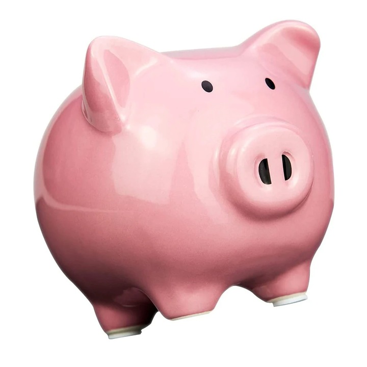 Керамична касичка AMRINUGL, очарователен дизайн, достъп с гумена запушалка, модел прасенце, розова