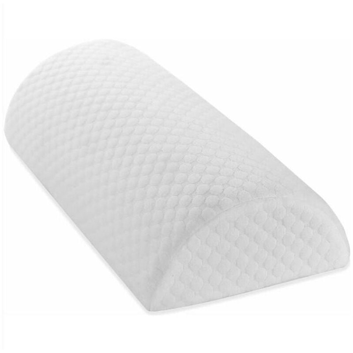 Perna semi-rola pentru alinarea presiunii, spuma cu memorie, lavabila, alb, 40x20x10cm