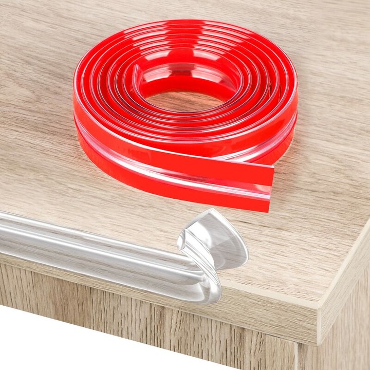 Banda protectie colturi transparenta, silicon si PVC, 2m, pentru siguranta copiilor