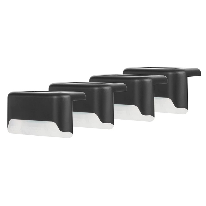 Комплект от 4 градински лампи, соларни, черни, 8x4,4x4,5 см