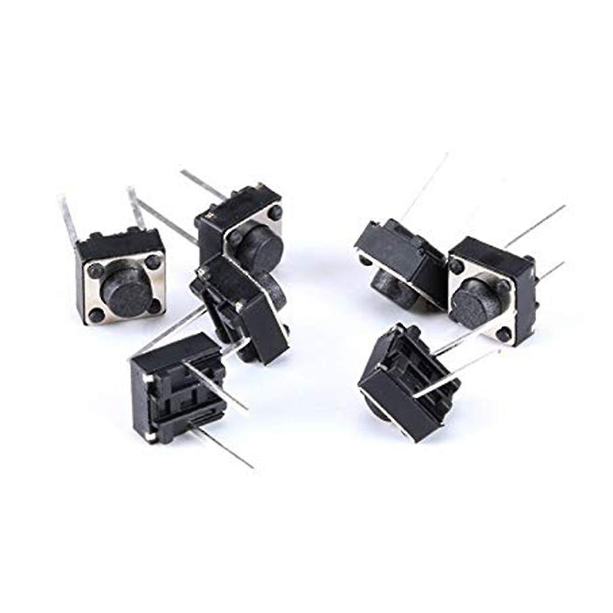 Set 100 Butoane tactile 2 pini DIP 6x6x5mm, negru/silver - eMAG.ro